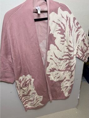 MarlaWynne Dusty Rose Floral Open-Front Knit Cardigan